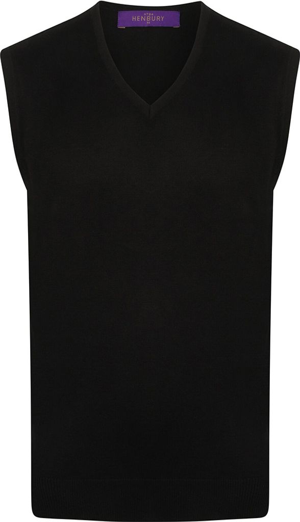 Henbury Herren Feinstrick-Pullunder mit V-Ausschnitt RW663 (Medium) (Marineblau)