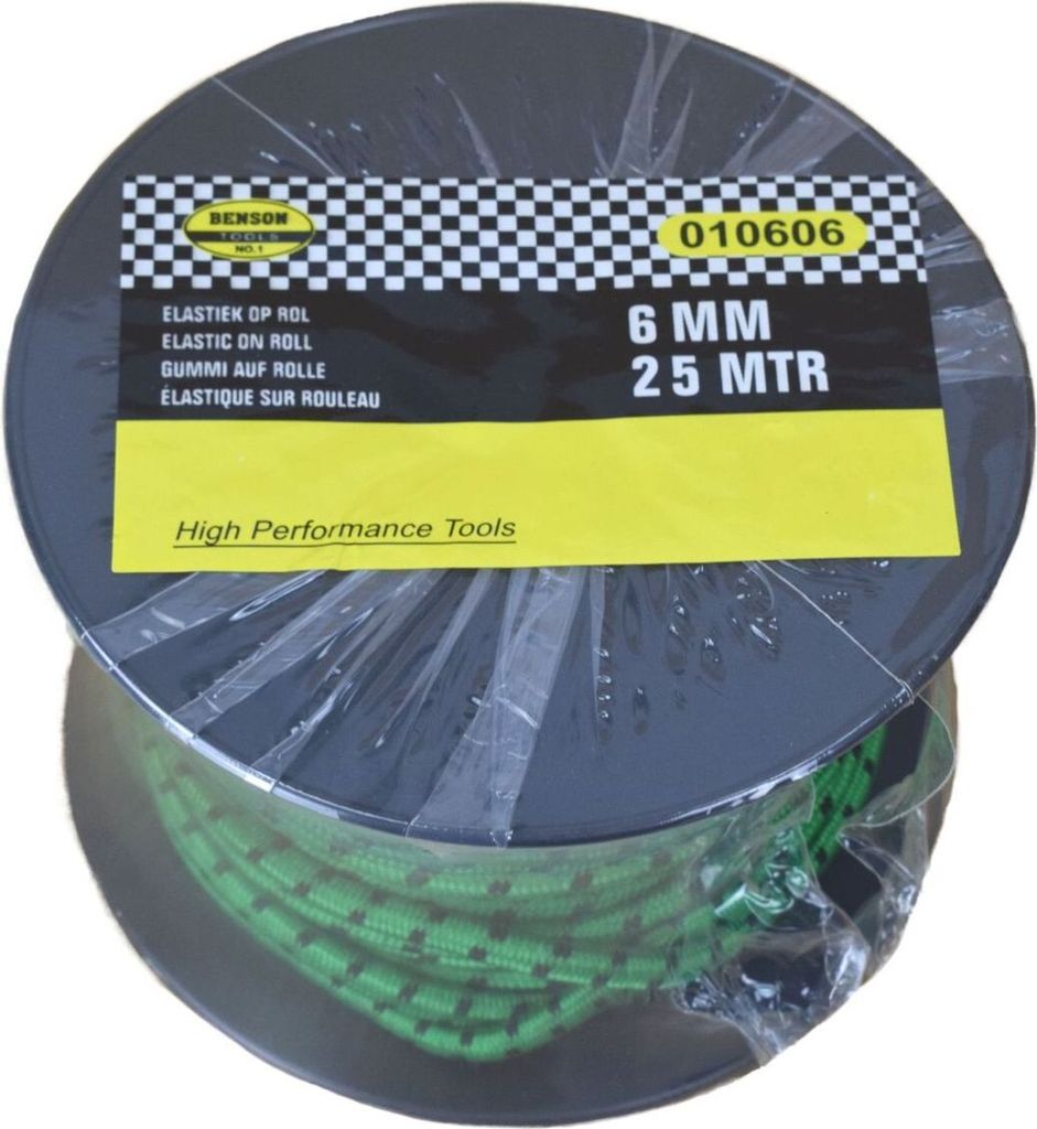 Expander Seil Ø6mm 25m grün/schwarz Gummiband auf Rolle Gepäcksicherung