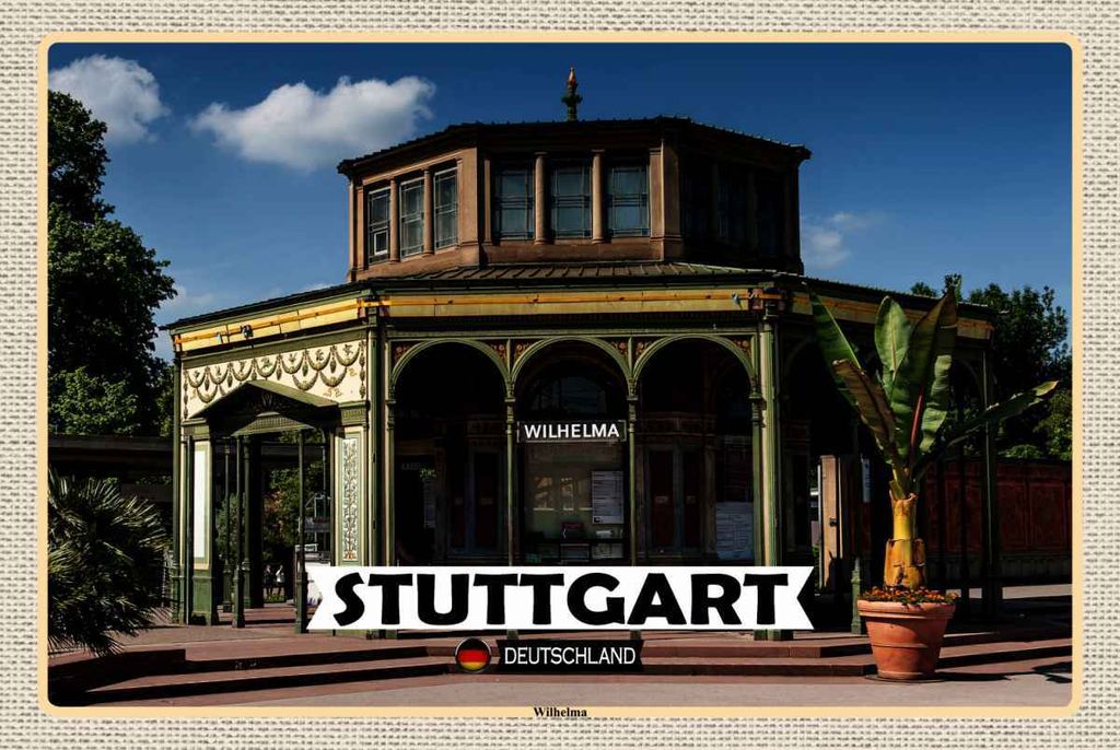 vianmo Holzschild 20x30 cm Stuttgart Wilhelma Architektur Bildmotiv Reisemotiv Abenteuer Reisen