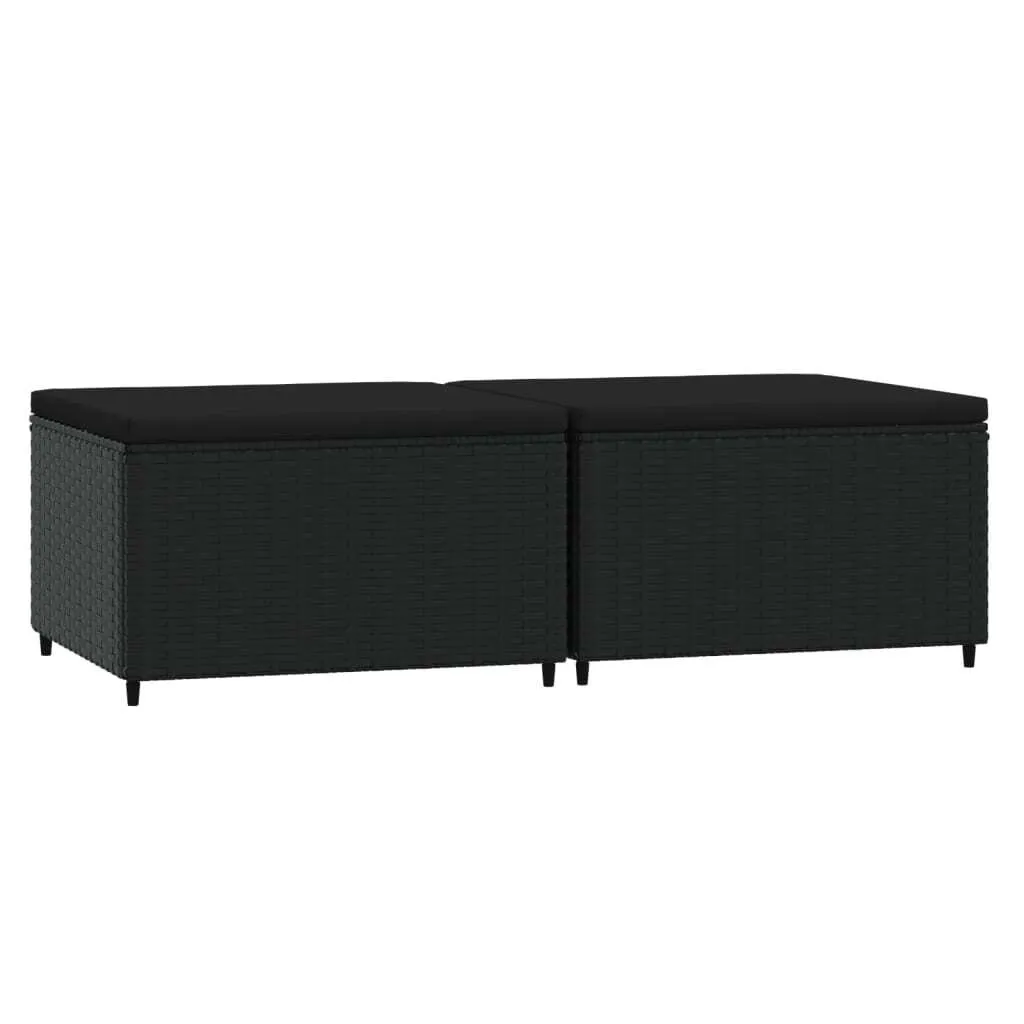 Pouf Poggiapiedi SYFAX™ Polyrattan Nero: Design Moderno per Terrazzo