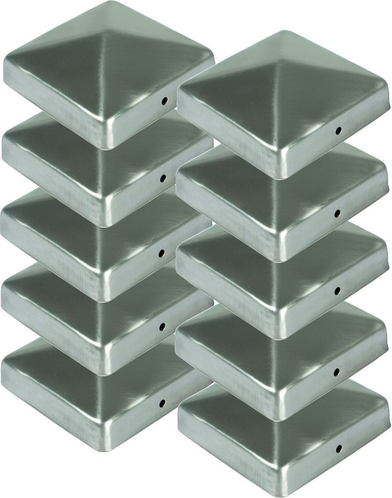 BURI 10x Edelstahl Pfostenkappe Pyramide 91x91mm Zaunkappe Zierkappe Pfahl Holzzaun