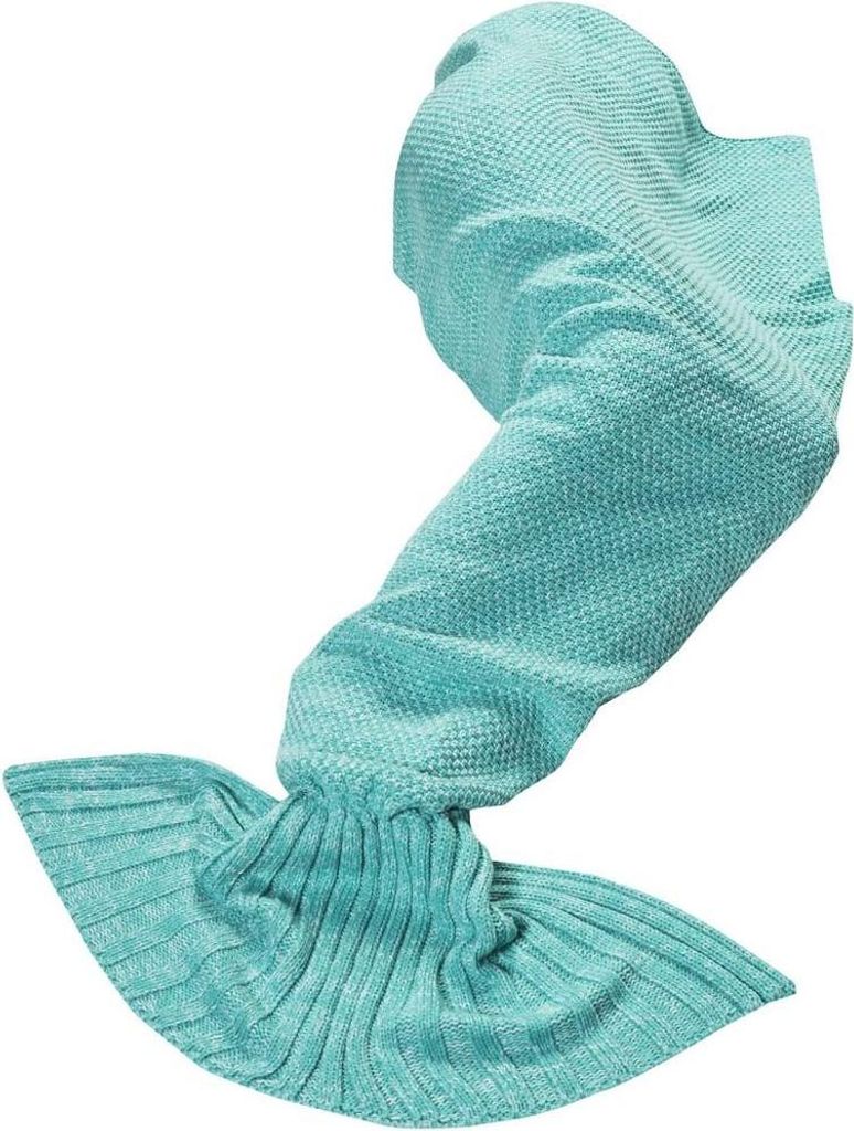 Feluna Meerjungfrau Kuscheldecke, Wolldecke, Flossendecke, Tagesdecke, Strickdecke; Blau-Türkis