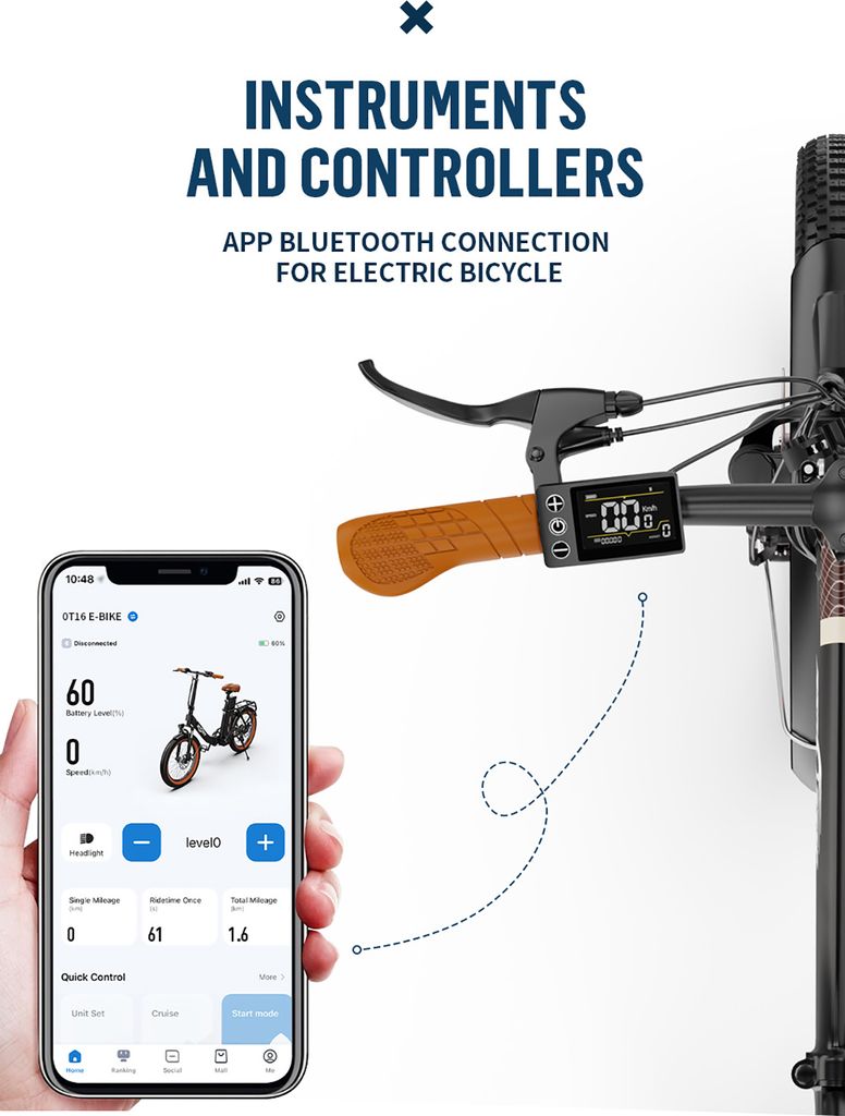 Onesport 20 Zoll Elektrofahrrad ebike Pedelec mit 48V 17 Ah Produktbild 9