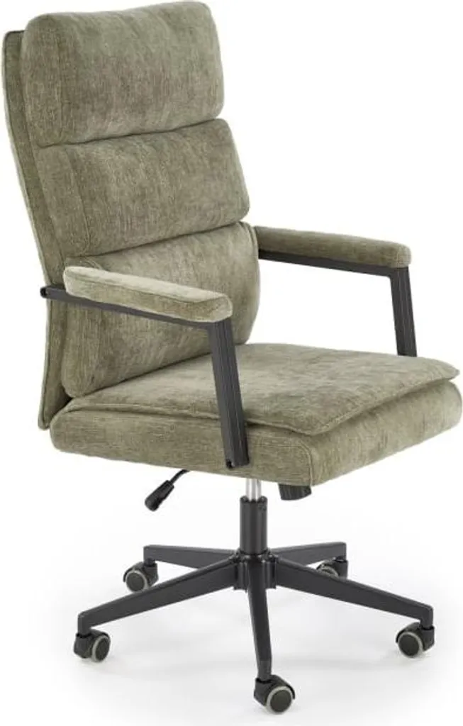 Fauteuil pivotant ADRIANO olive : un siège de bureau au design rétro chic