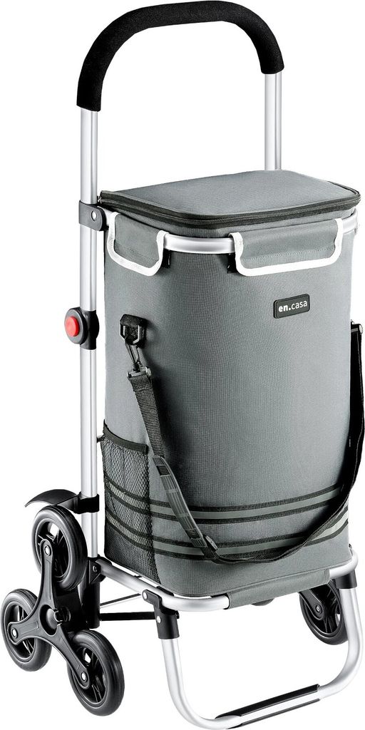 In And OutdoorMatch Einkaufstrolley Yadira - 100 x 45 x 36 cm - Dunkelgrau - rutschfester Griff - faltbar - 41 Liter