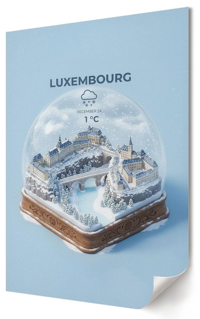 Luxemburger Schneekugel- Kunstdruck A2 (42x59 cm) - Ausdrucksstark, modern- Wandbild für Wohnzimmer Schlafzimmer & Flur, Modernes Poster Wanddeko,...