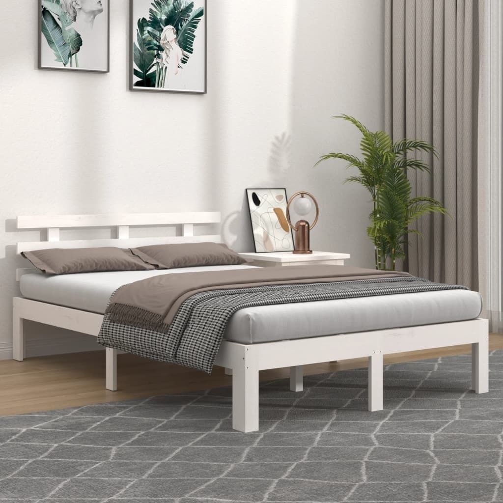 Maison Exclusive - Massivholzbett Weiß 140x190 cm