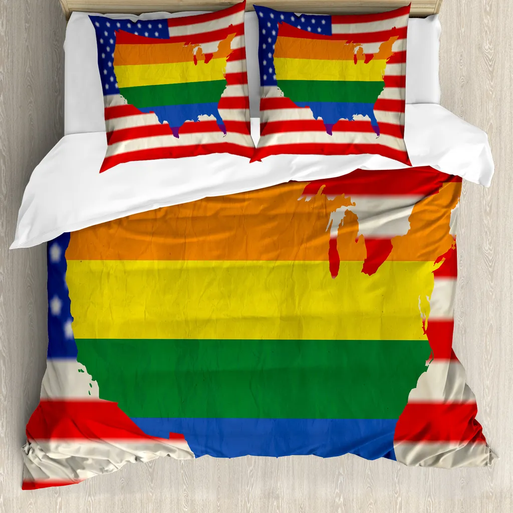 ABAKUHAUS Copripiumino Bandiera USA Gay Pride 155x220cm Antiacaro