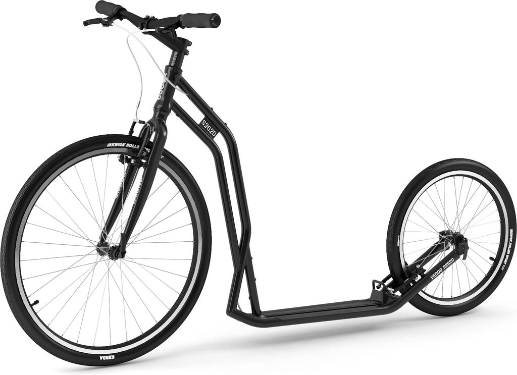 Yedoo S2620 Roller Scooter Tretroller - für Erwachsene und Teenager, bis 130 kg, mit Luftreifen 26/20 und verstelbarem Lenker Schwarz