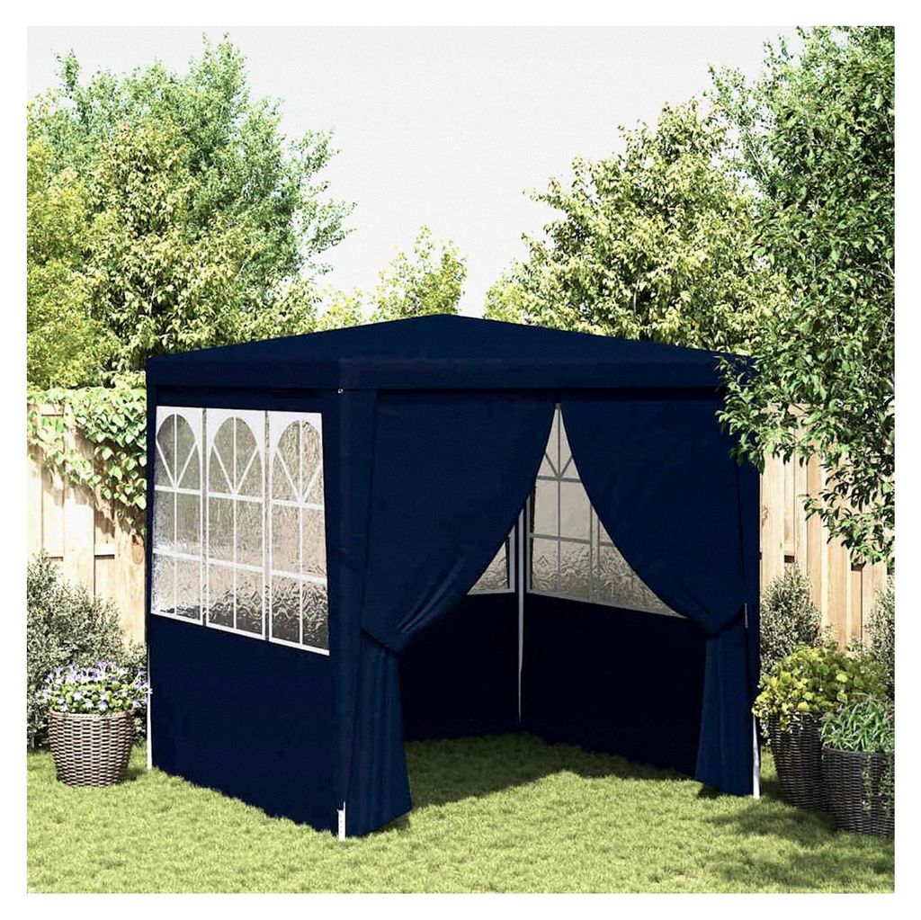 Partyzelt mit Seitenwänden 2,5x2,5 m Blau 90 g/m², Campingzelte für Garten und Veranstaltungen