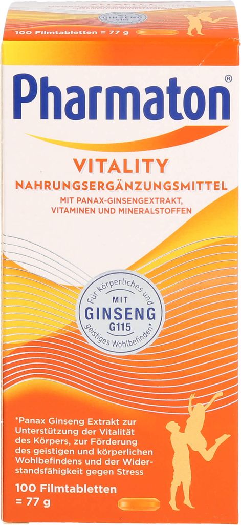 Pharmaton Vitality Tabletten mit Ginseng Extrakt, Vitaminen & Mineralstoffen, 100 St. Tabletten