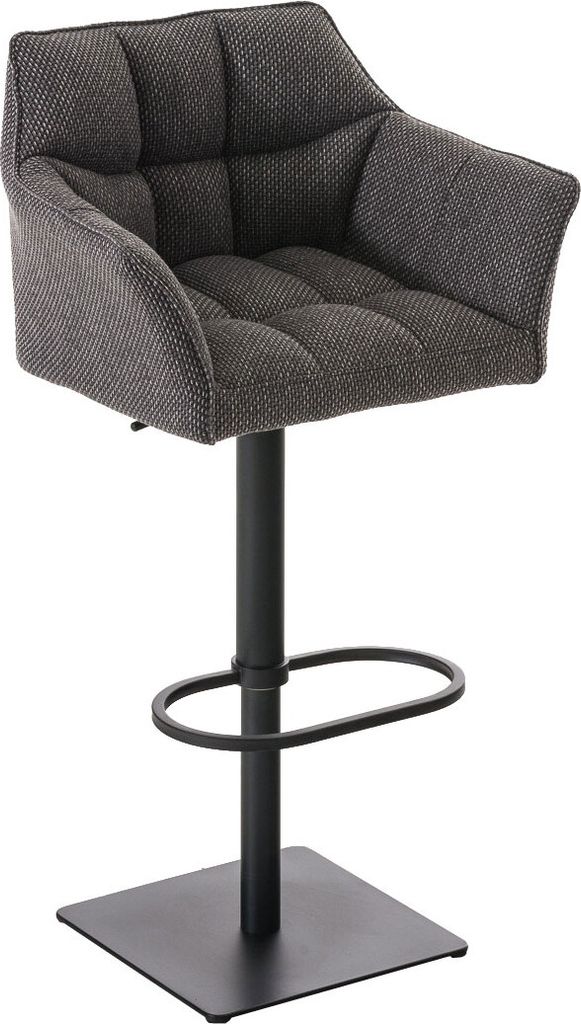 TPFLiving Barhocker Damaskus Gestell schwarz Stoff Titangrau