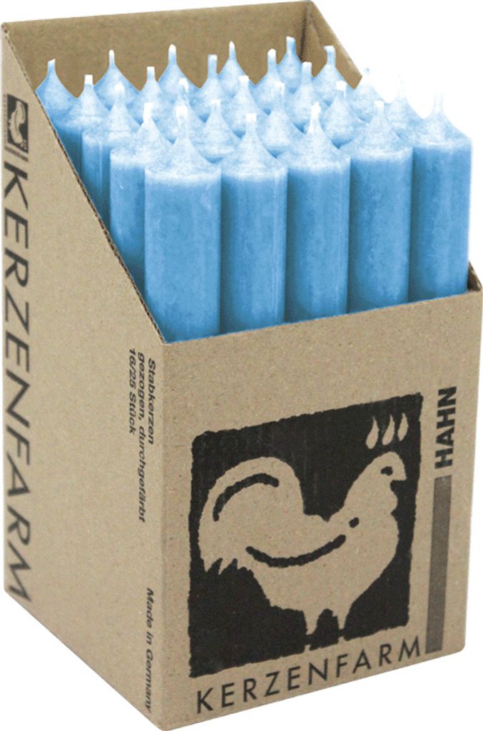 Stabkerzen aus Paraffin, 180/22 mm, Hellblau, KERZENFARM Produktbild 