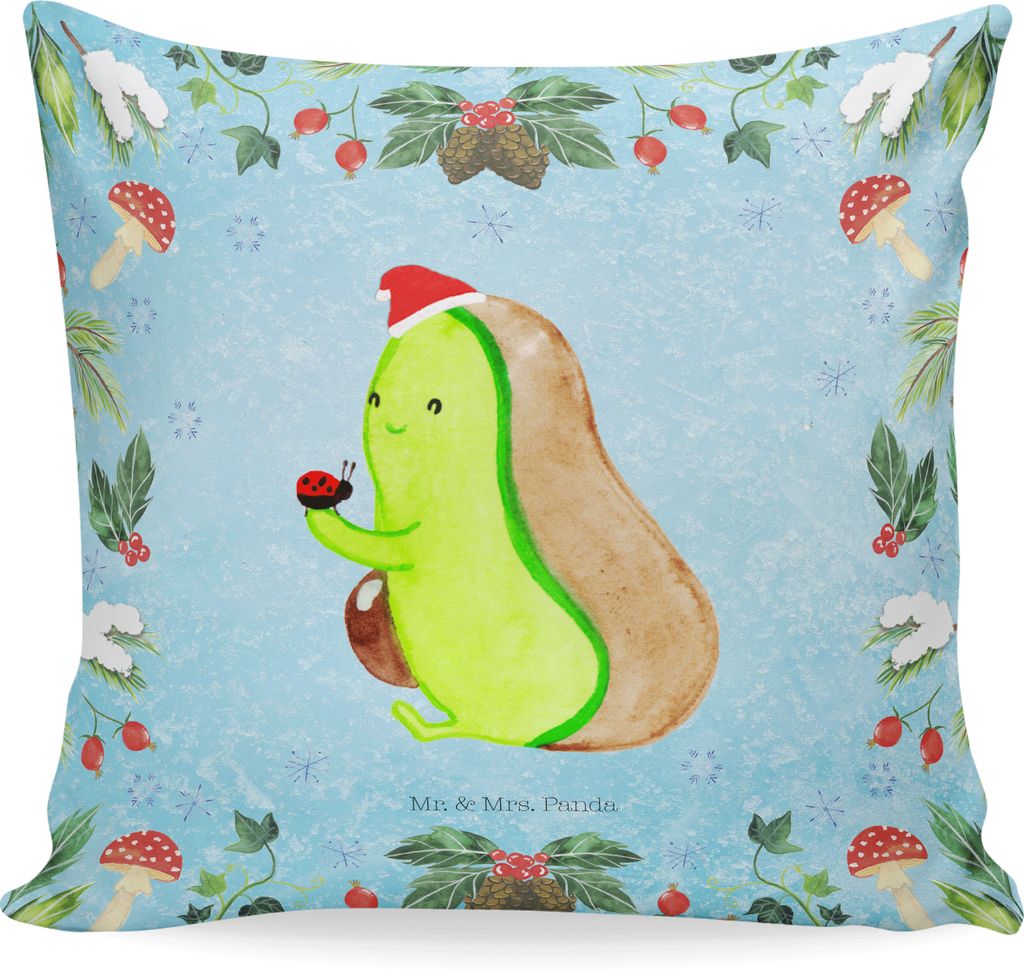 Mr. & Mrs. Panda Kissen 40x40 null null - Eisblau - Geschenk, Deko, Sofakissen, Weihnachten, Kuschel, Sofa