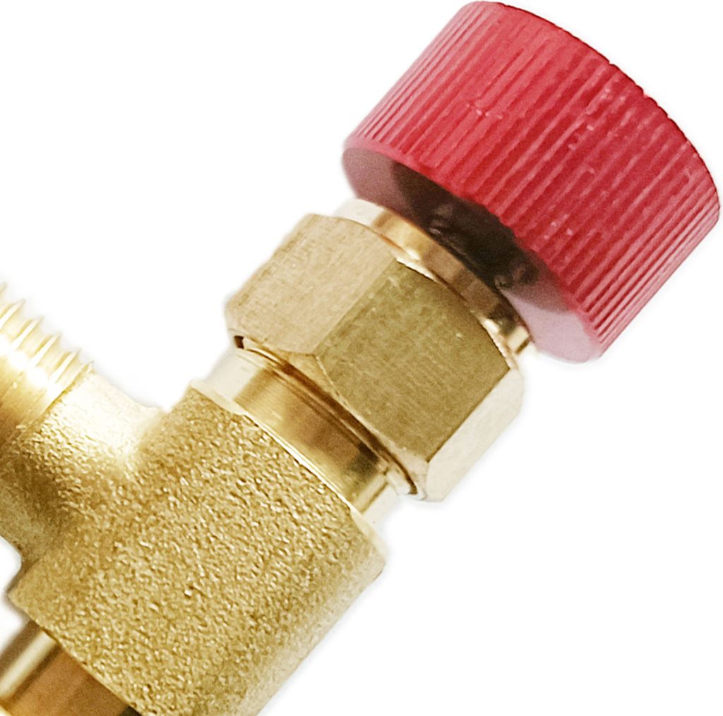Messing Kugelhahn 1/4“ – NPT Buchse Auf Stecker, Hebel Rot, Absperrventil