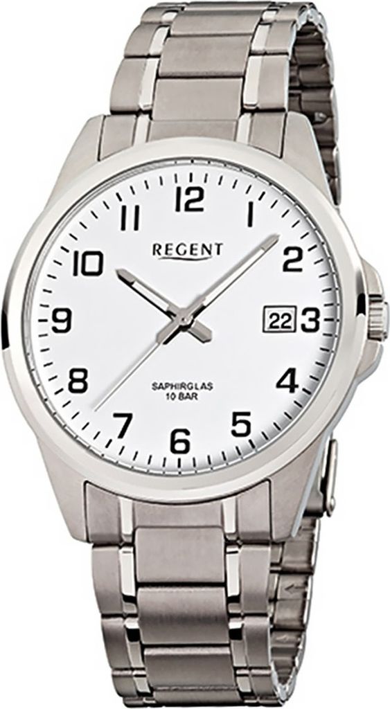 Regent Titan Herren Uhr F-925 Quarzuhr Armband silber D2URF925
