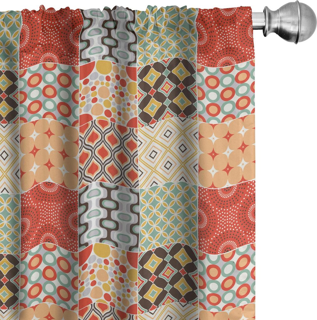 ABAKUHAUS Jahrgang Vorhänge, Gardinen, Mosaik Vintage Muster Mit Diagonalem Geometrischem Form Entwurfs Druck Bild, 2 Stück 75 x 225 cm, Mehrfarbig