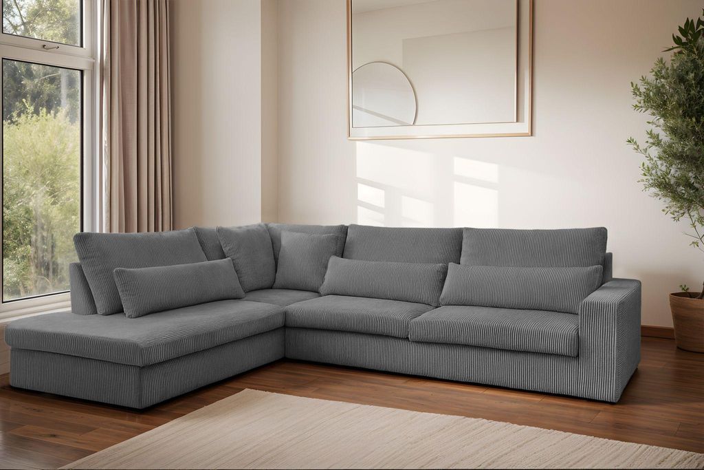 Kaiser Möbel Ecksofa SVEN in L-Form für das Wohnzimmer, Stoff Poso Taubengrau Links