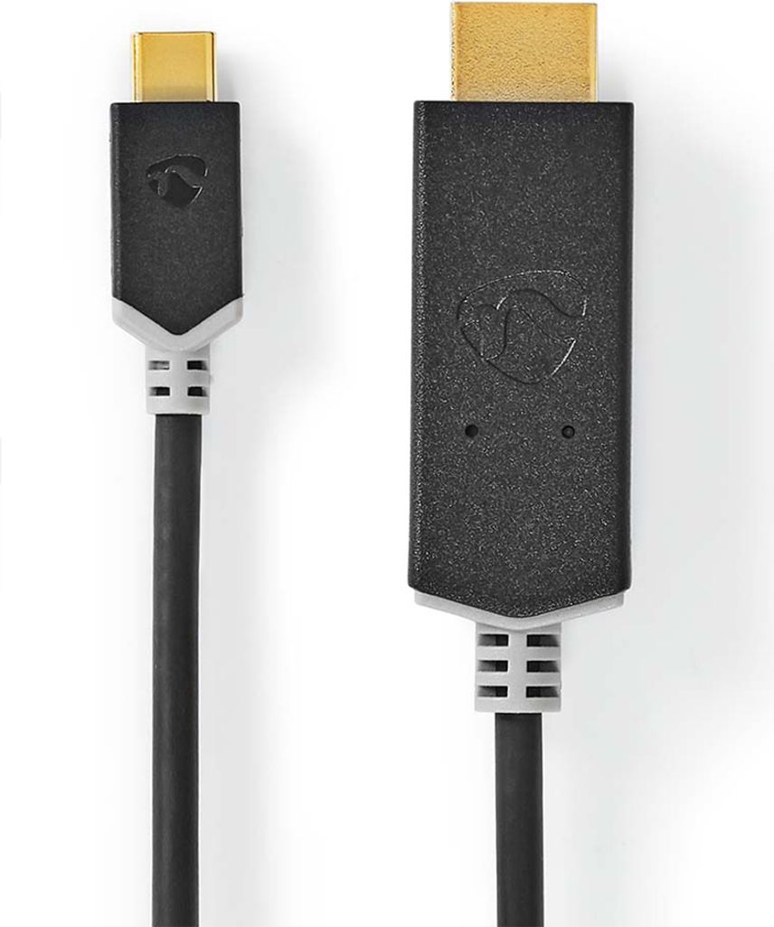 Nedis, USB-C auf HDMI Kabel 2m 4K 60Hz, USB 3.2 Gen1, Schwarz / Gold
