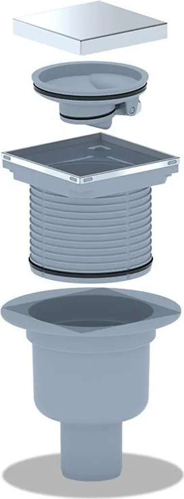 Siphon de douche vertical 100x100mm avec sortie 50mm débit rapide