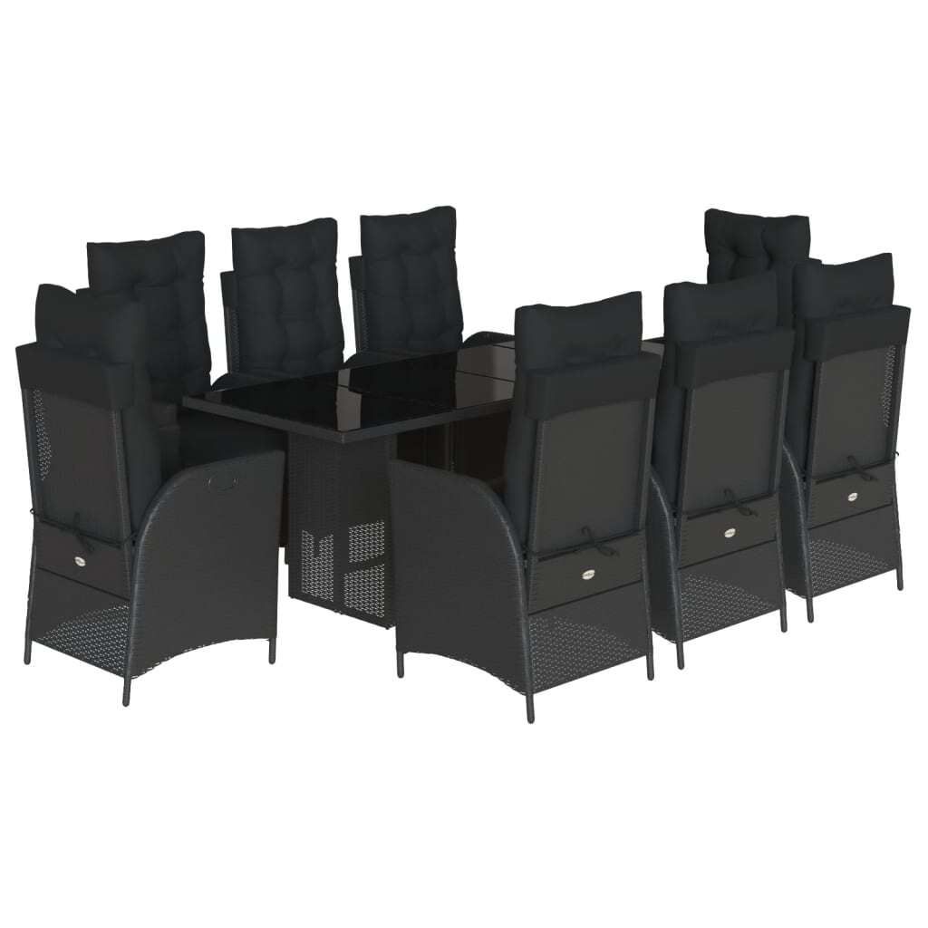 "2026 MODERNE" 9-tlg. Garten-Essgruppe - elegantes Design - Sitzgruppe/Gartenmöbel-Set - mit Kissen Schwarz Poly Rattan - Terassenmöbel NeuMöbel...