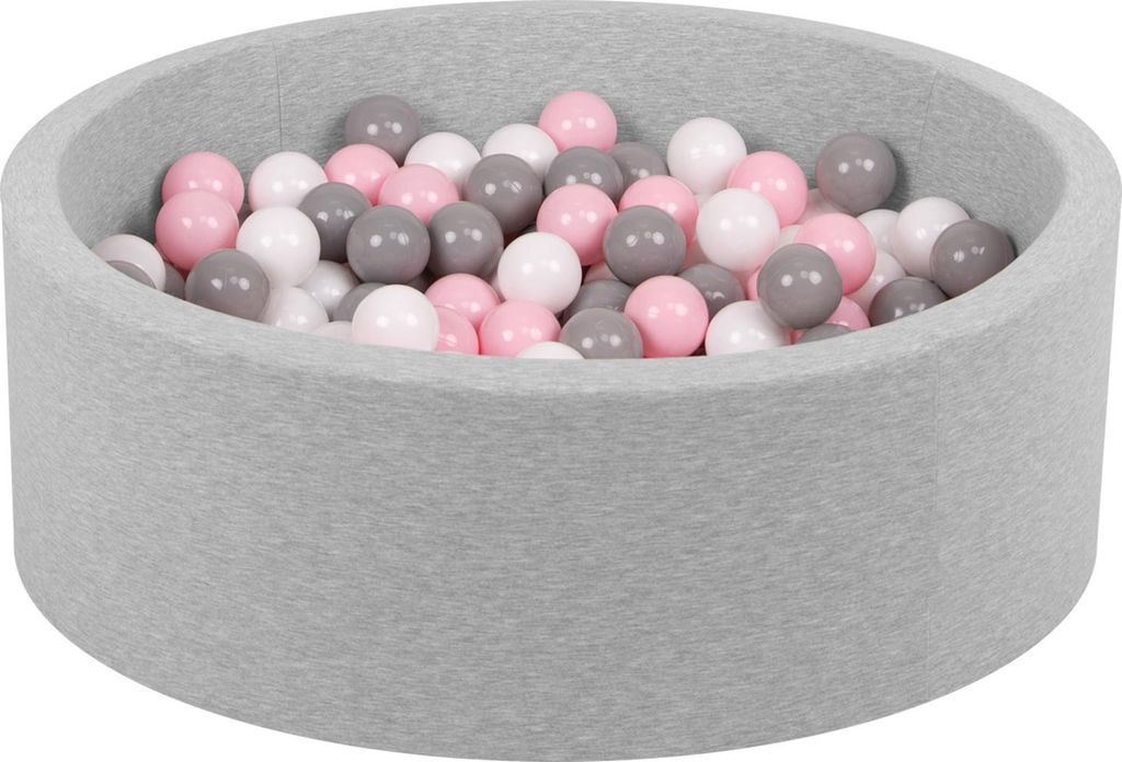 Petsona Bällebad Bällepool Für Hunde 90X30cm200 Bälle Rund Katze Kaninchen Haustiere Hundepool Tiere Schaumstoff Pool Hellgrau: Weiß/Grau/Pude...