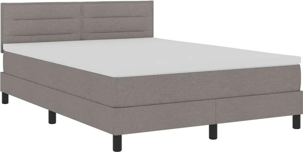 vidaXL Boxspringbett mit Matratze mit LED Taupe 140 x 190 cm Stoff