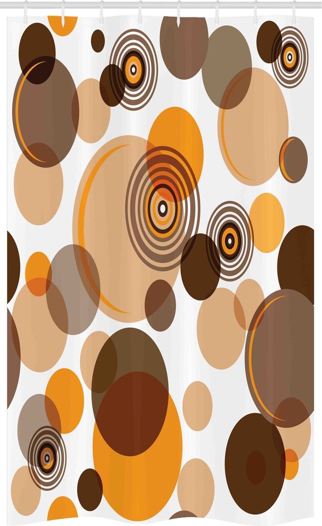 ABAKUHAUS Erdfarben Schmaler Duschvorhang, Chaotische Spots Ringe, Badezimmer Deko Set aus Stoff mit Haken, 120 x 180 cm, Orange Braun Tan