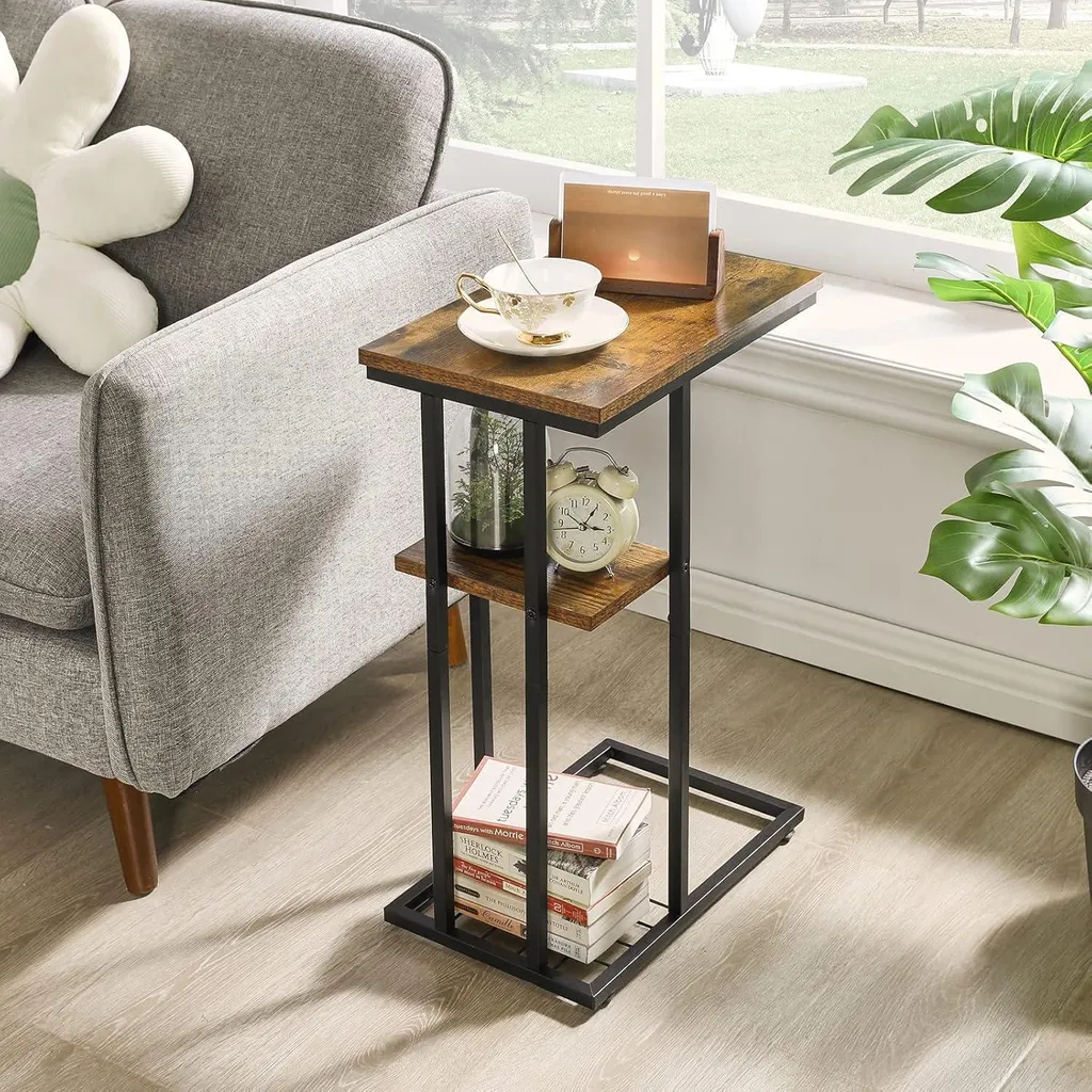 Offerta Set 2 Tavolini YMYNY - Stile Industriale e Ripiano Rete - 4