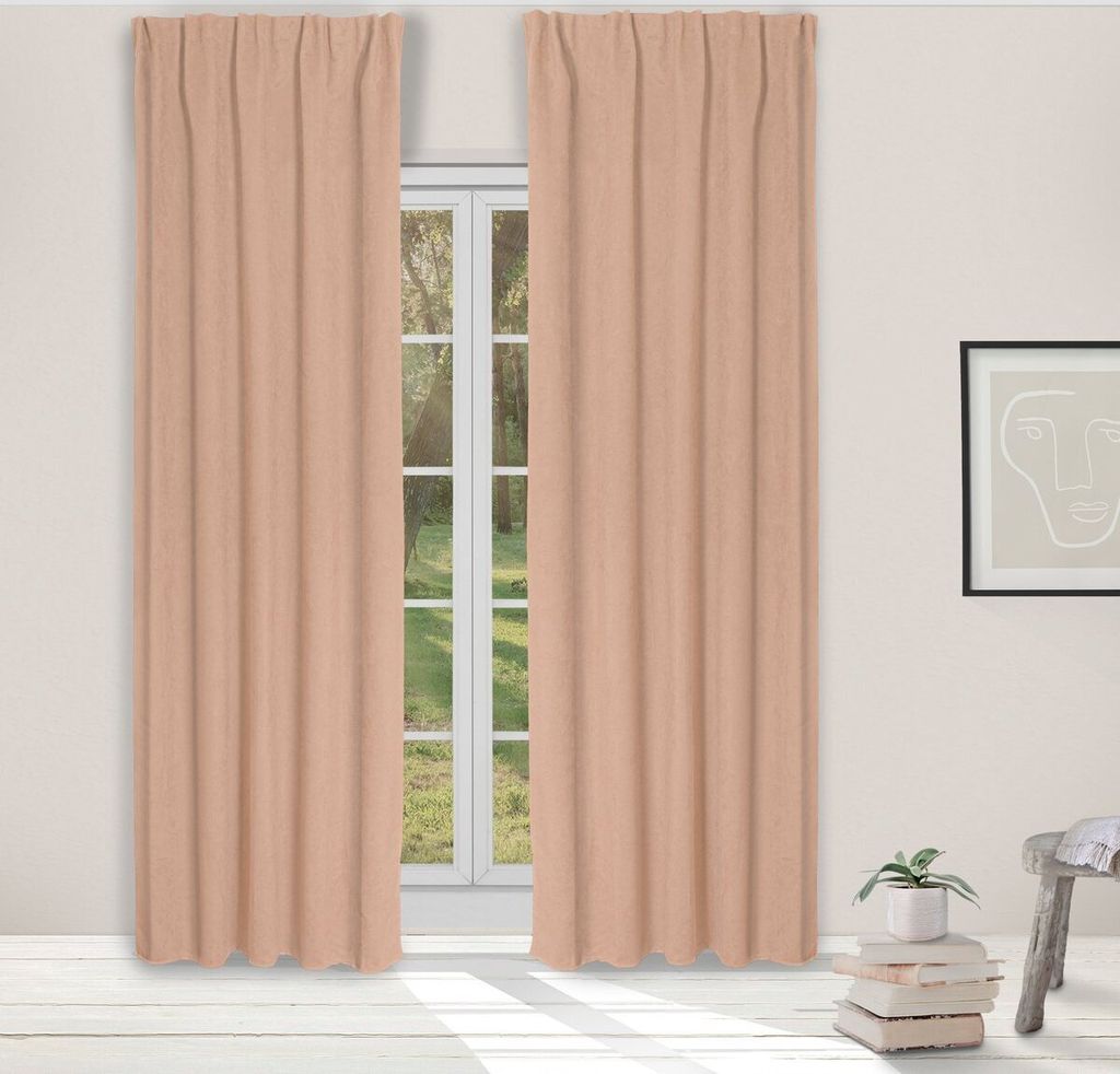 LINDER VelvetElegance Vorhänge "Suedine Bone" mit Haken 145x260cm