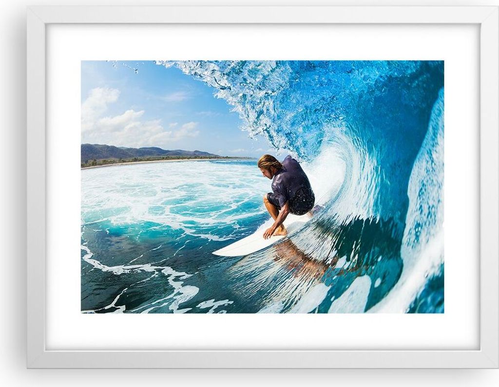 Gerahmtes Poster - Weißer Rahmen - Surfen Surfer Ozean Produktbild 