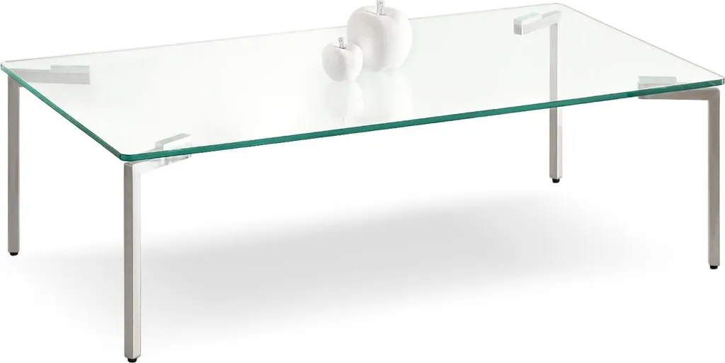 Table basse KIRO en verre trempé transparent large et ultra robuste
