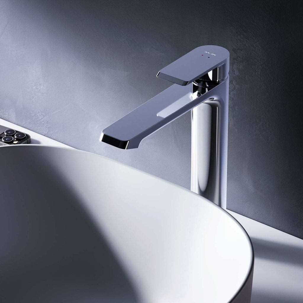 AM.PM Waschtischarmatur Hoch Chrom Wasserhahn Bad Waschbecken Armatur Einhebelmischer Badarmatur Mischbatterie für Badezimmer Aufsatzwaschbecken