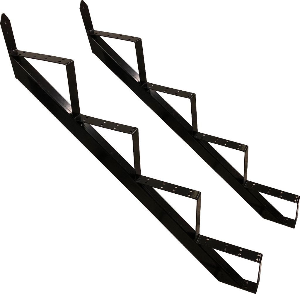 Treppenrahmen 4 stufig Stahl-TreppeSchwarz Treppenholm Geschosshöhe 72cm