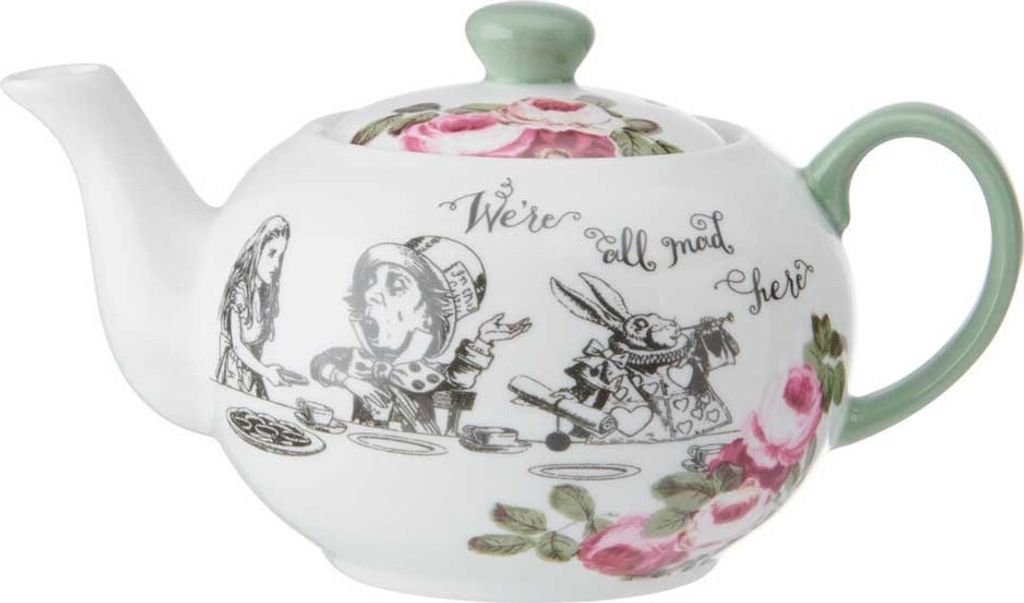 Mikasa und die V&A Mini kleine Teekanne mit Deckel für eine, 400 ml, Tee de Alice im Wunderland, Porzellan de Knochen, spülmaschinenfest und in B...