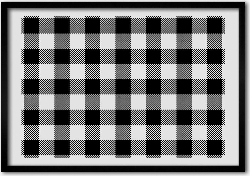 Bild - Bilder - Bilderrahmen - 70 cm x 50 cm - MDF-Rahmen, Wandkunst Schwarzweiss-Gitter