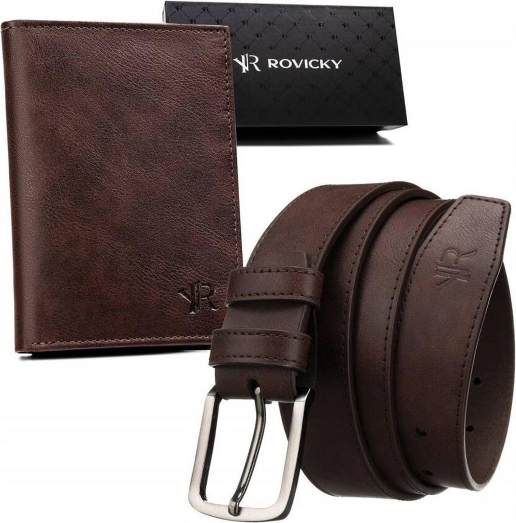 Rovicky Set aus Geldbörse und Gürtel für Herren Meauke braun One size