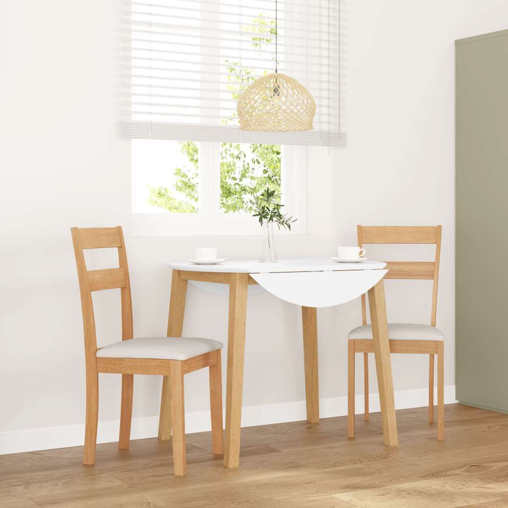 Möbel Esszimmerstühle mit Kissen 2 Stk. Natur Massivholz Gummibaum 4102382