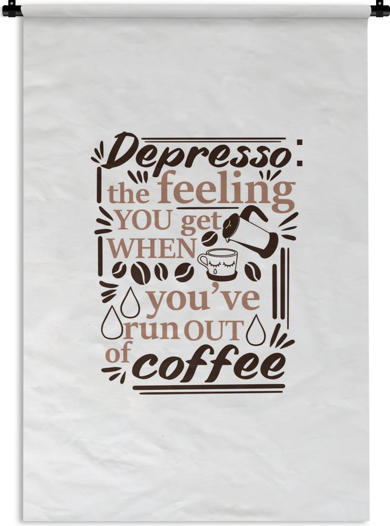 MuchoWow Wandteppich Wandbehang Kaffee - Zitate - Espresso 120x180 cm Tapisserie Dekoration Wandtuch - Schlafzimmer - Dekorationen für das Haus