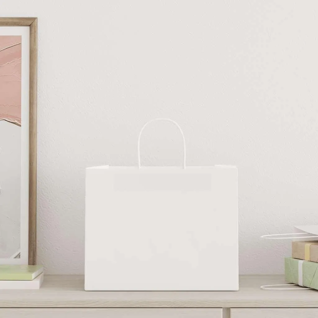 VidaXL Sacchetti Carta Bianchi 250 pz con Manici 32x22x24 cm Shopper