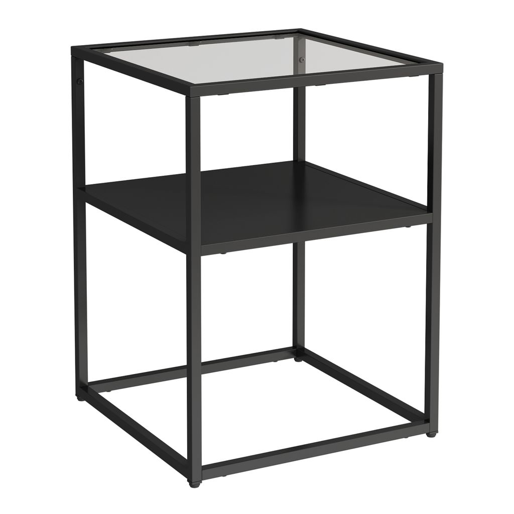 Table d'appoint « Solund » en acier et verre, 55 x 40 x 40 Image du produit 