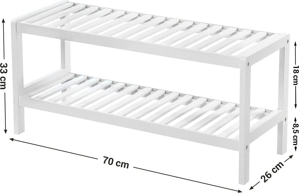 SONGMICS Schuhregal aus Bambus 70x26x33 cm 2 Ebenen Produktbild 4