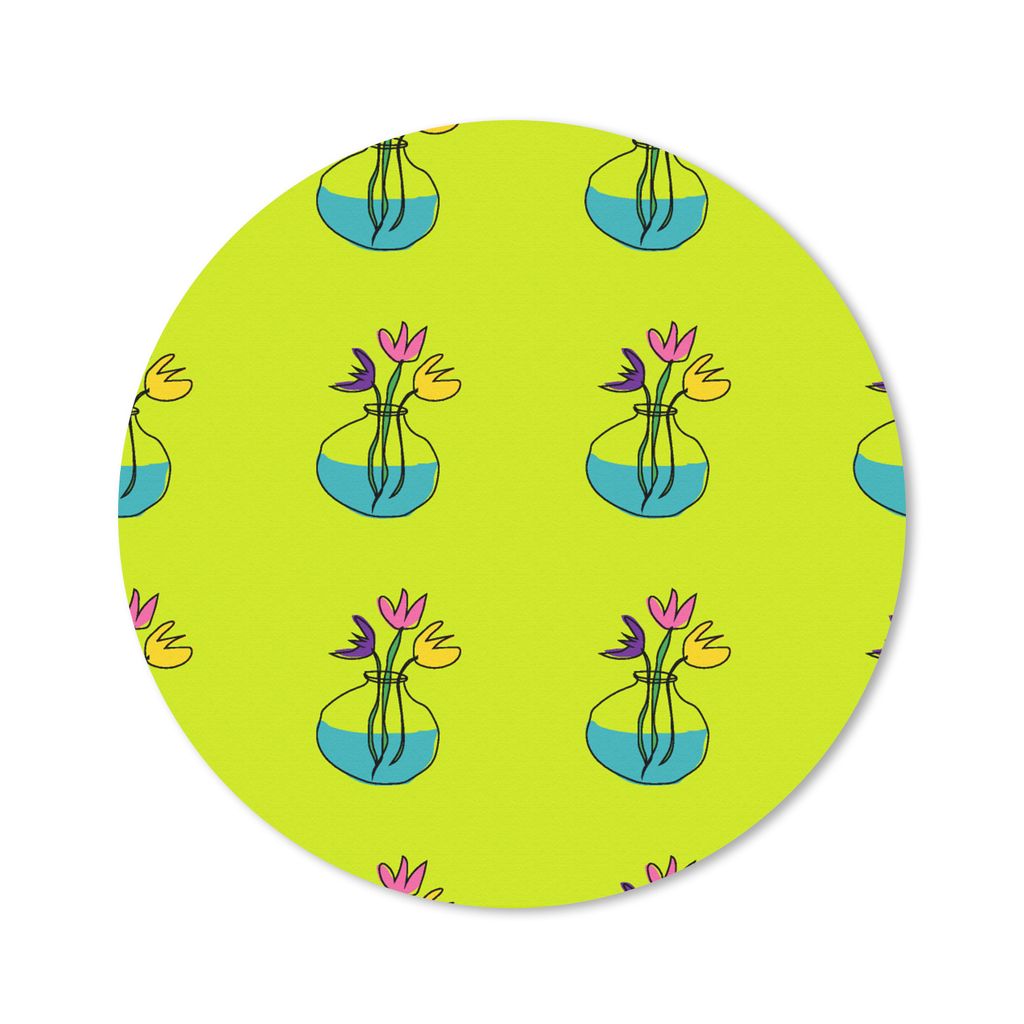 MuchoWow Mauspad Mousepad Blumen - Vasen - Muster 40x40 cm - Mousepads - Maus Mat - Pad - Mausunterlage - Schreibtisch Accessoires