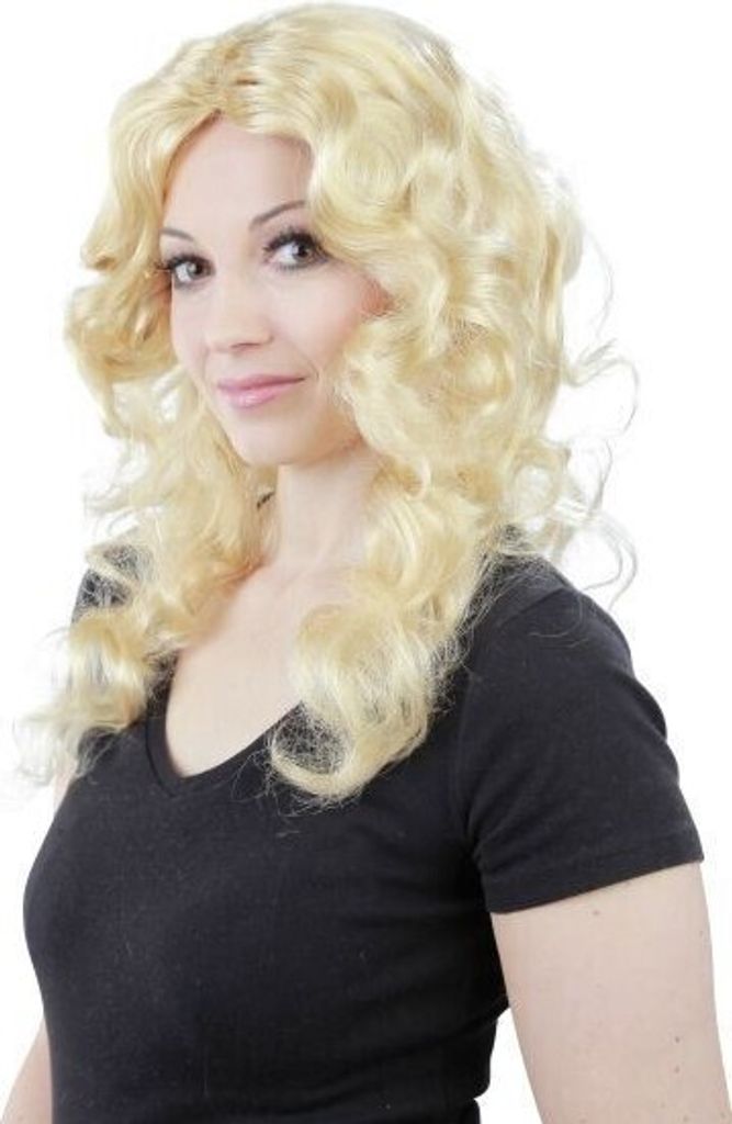 blonde Locken Langhaar Model Damen Perücke Produktbild 