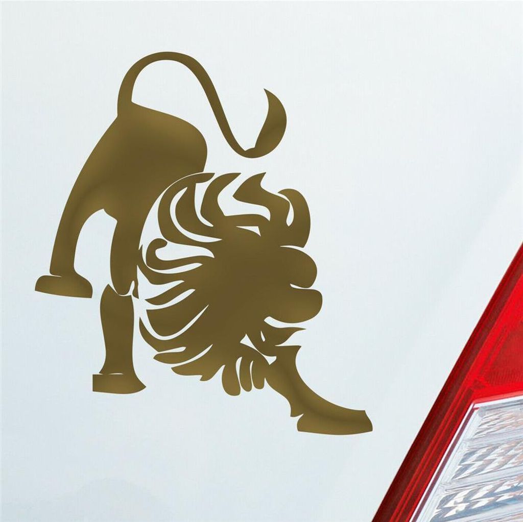 Auto Aufkleber Sternzeichen Löwe Lion KFZ Roller 9x10 cm Gold Sticker Heckscheibenaufkleber