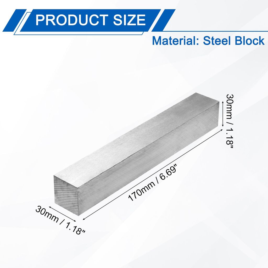 30x200x30mm Stahl-Werkbankblock, Stahlblock Metall-Werkbankblock ohne L?cher Geh?rteter Stahl Flache 123 Bl?cke Pr?zisions-Bearbeitung, Rechteck