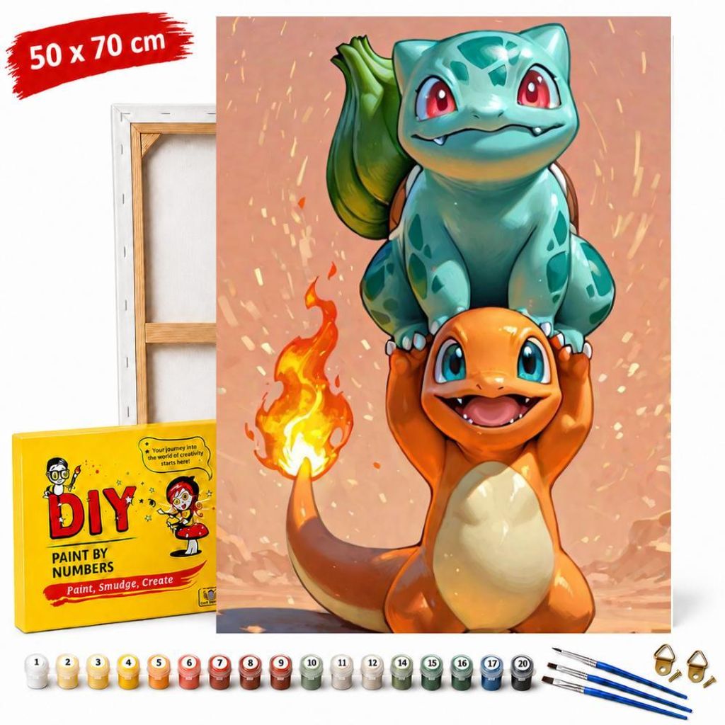 Quadro da dipingere seguendo i numeri con cornice: Pokemon Immagine del prodotto 