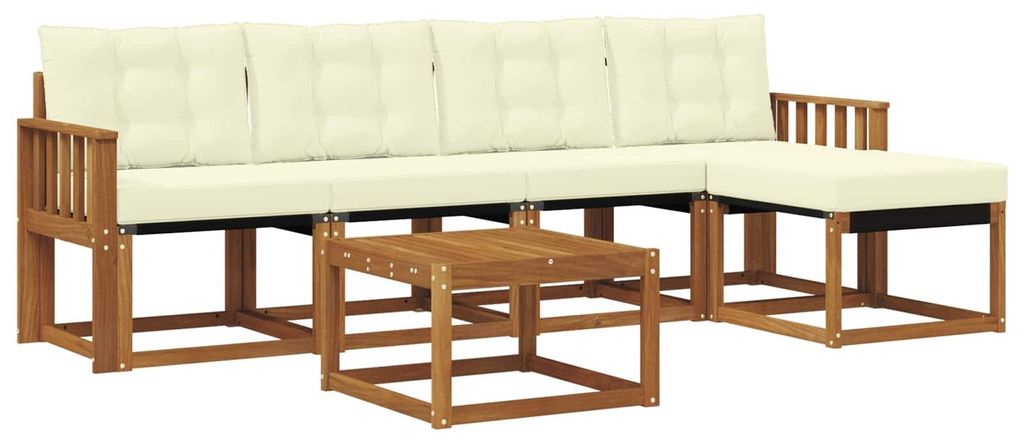 vidaXL Outdoor-Sofagarnitur mit Kissen 6 pcs Natur und Creme