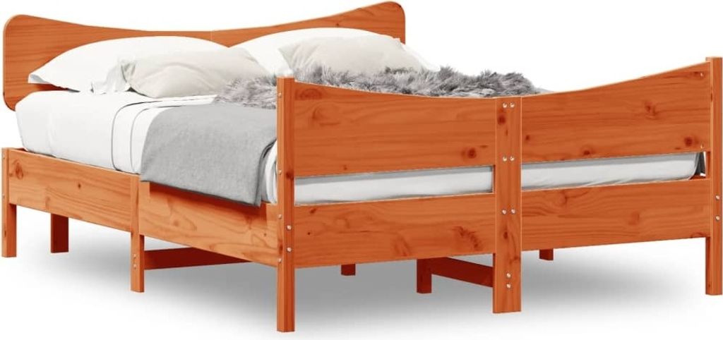 Maison Exclusive - Massivholzbett ohne Matratze Wachsbraun 160x200 Kiefernholz