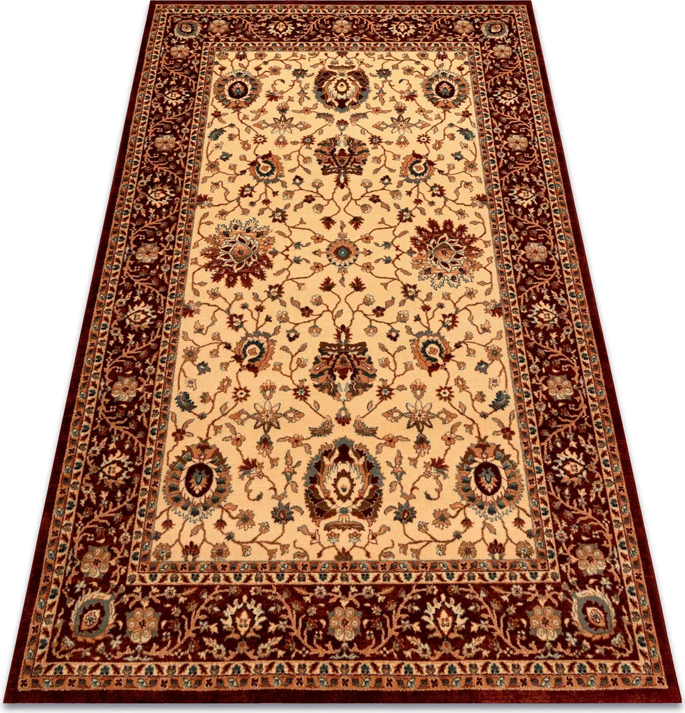 Tapis KASHQAI 4303 106 Fleurs Beige et Bordeaux en 120x170 cm Qualité